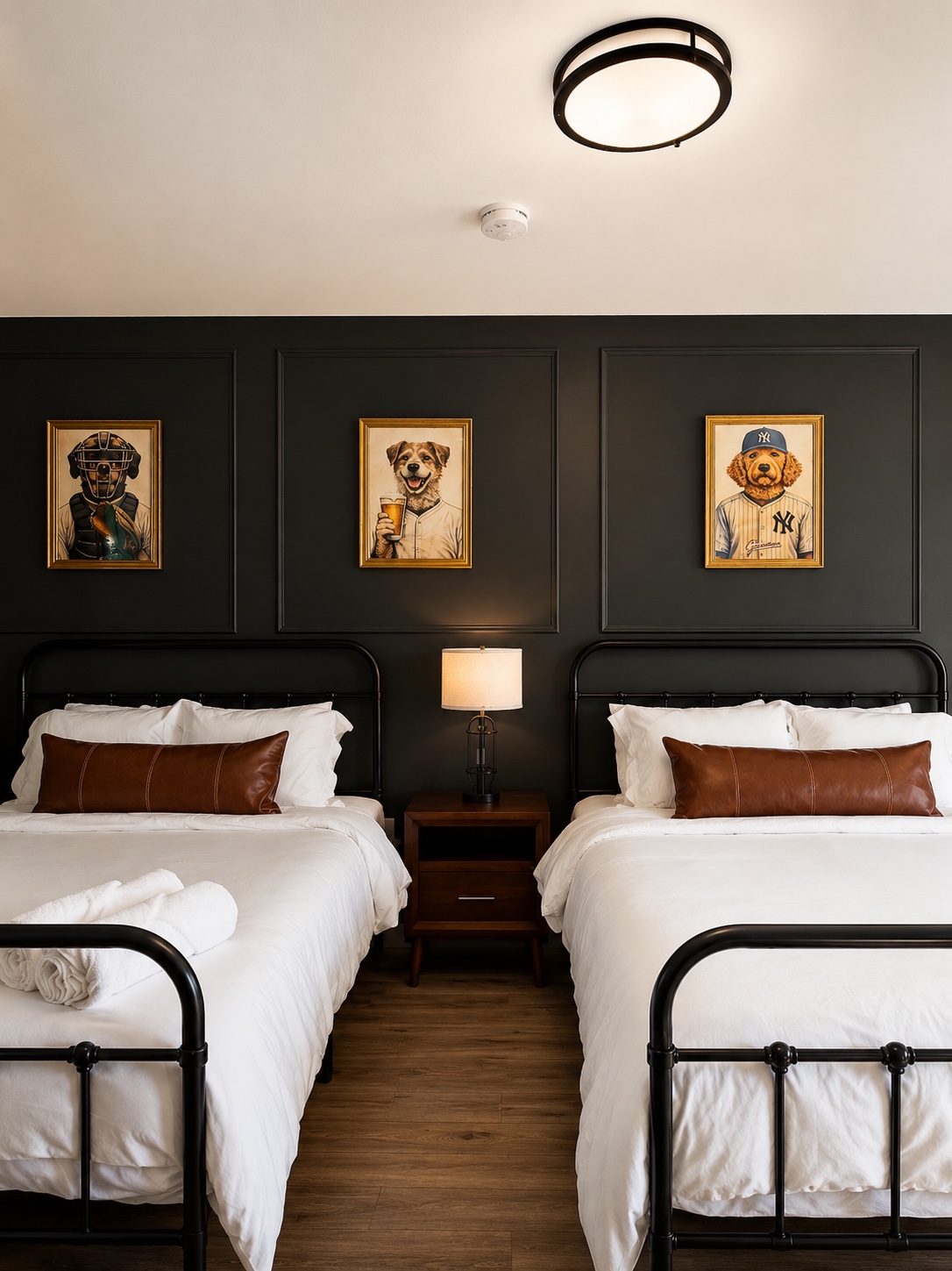 Freshly renovated double-queen guest room at KC's Corner Motel